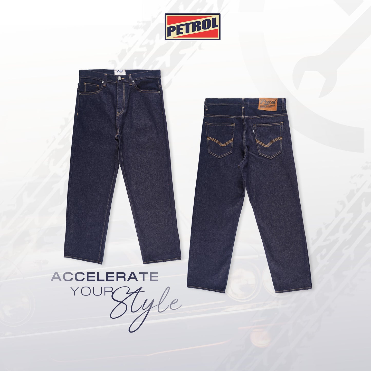 Petrol Men's Basic Denim Pants Mid Rise Relaxed Fitting 188067 (Dark Shade)