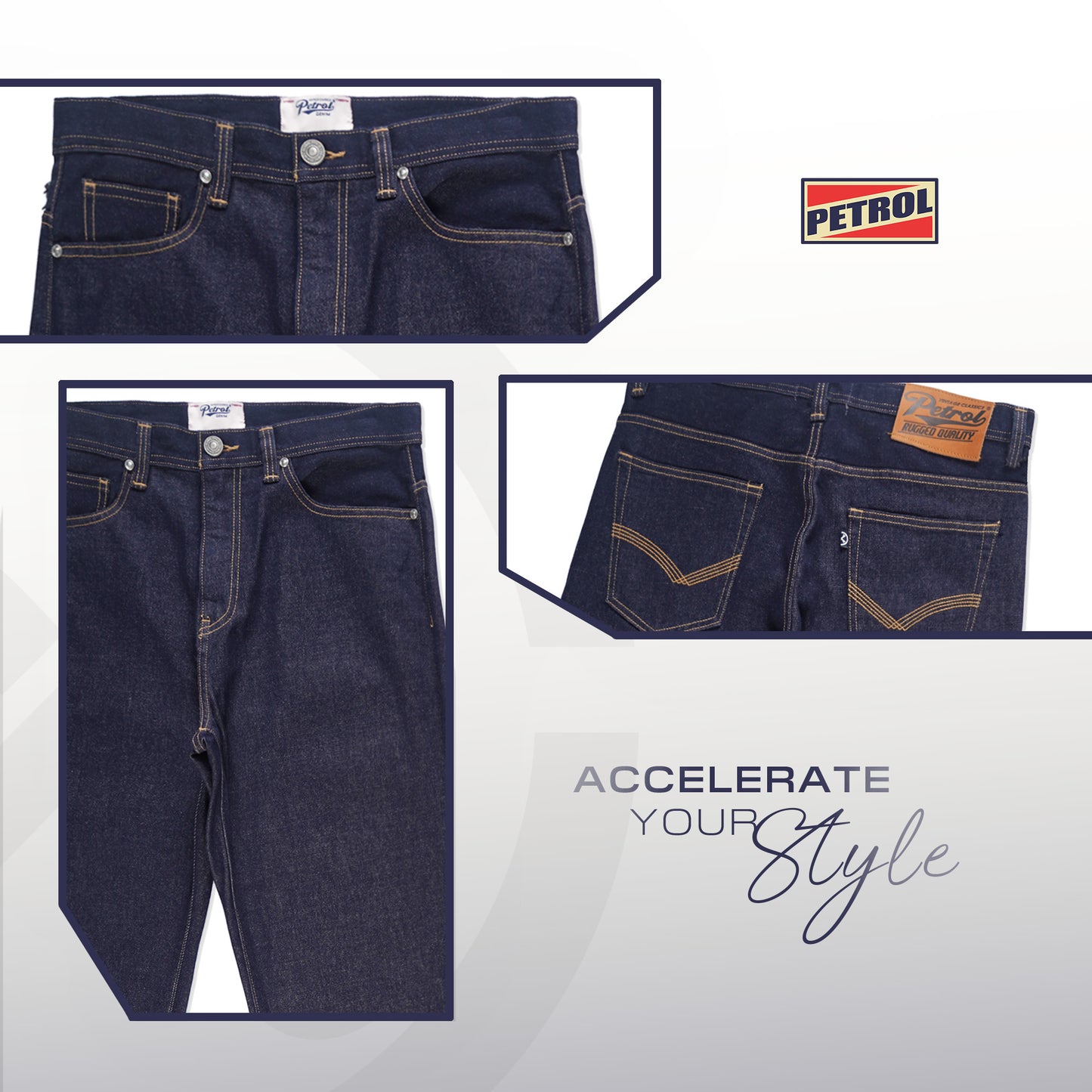 Petrol Men's Basic Denim Pants Mid Rise Relaxed Fitting 188067 (Dark Shade)