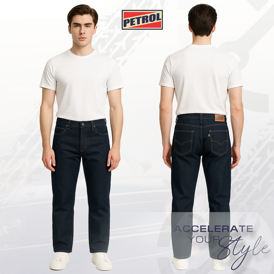 Petrol Men's Basic Denim Pants Mid Rise Relaxed Fitting 188067 (Dark Shade)