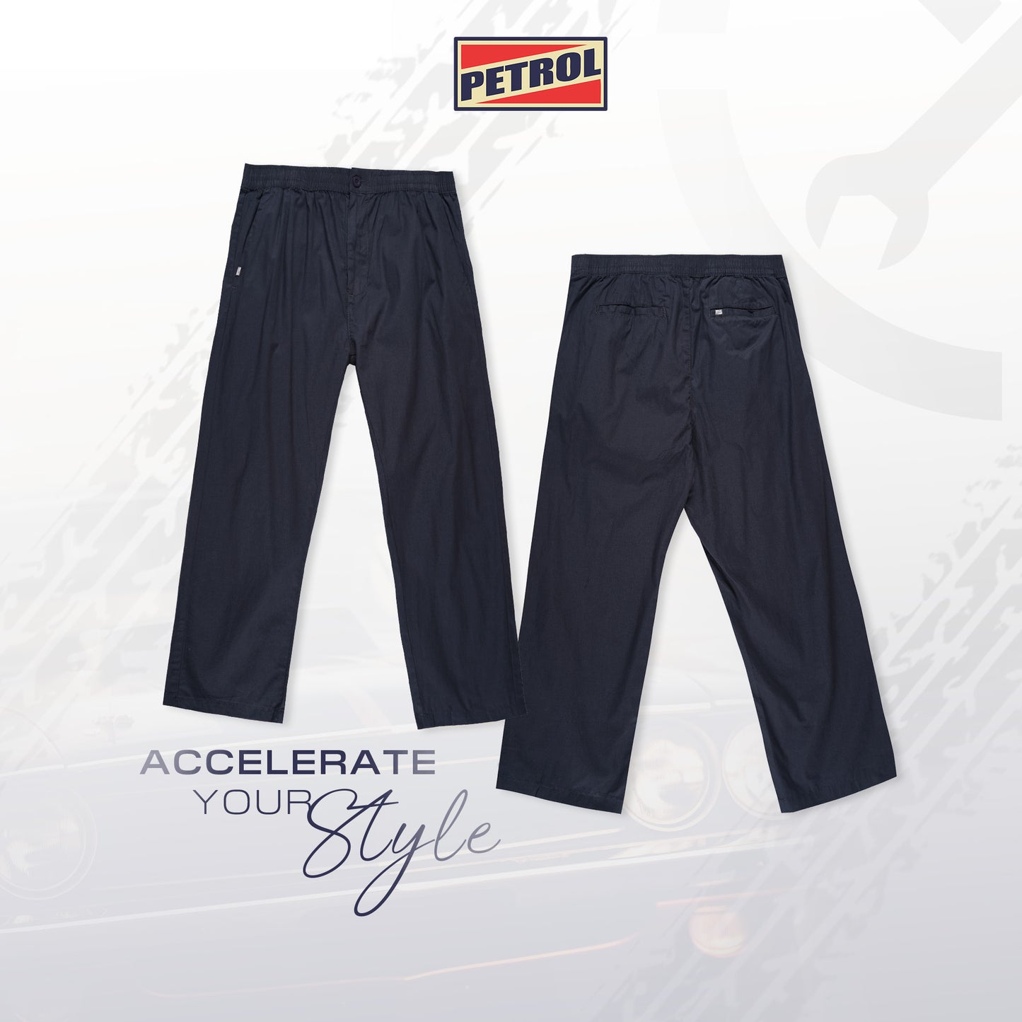 Petrol Men's Basic Non-Denim Trouser Mid Rise Fitting 190494 (Black)