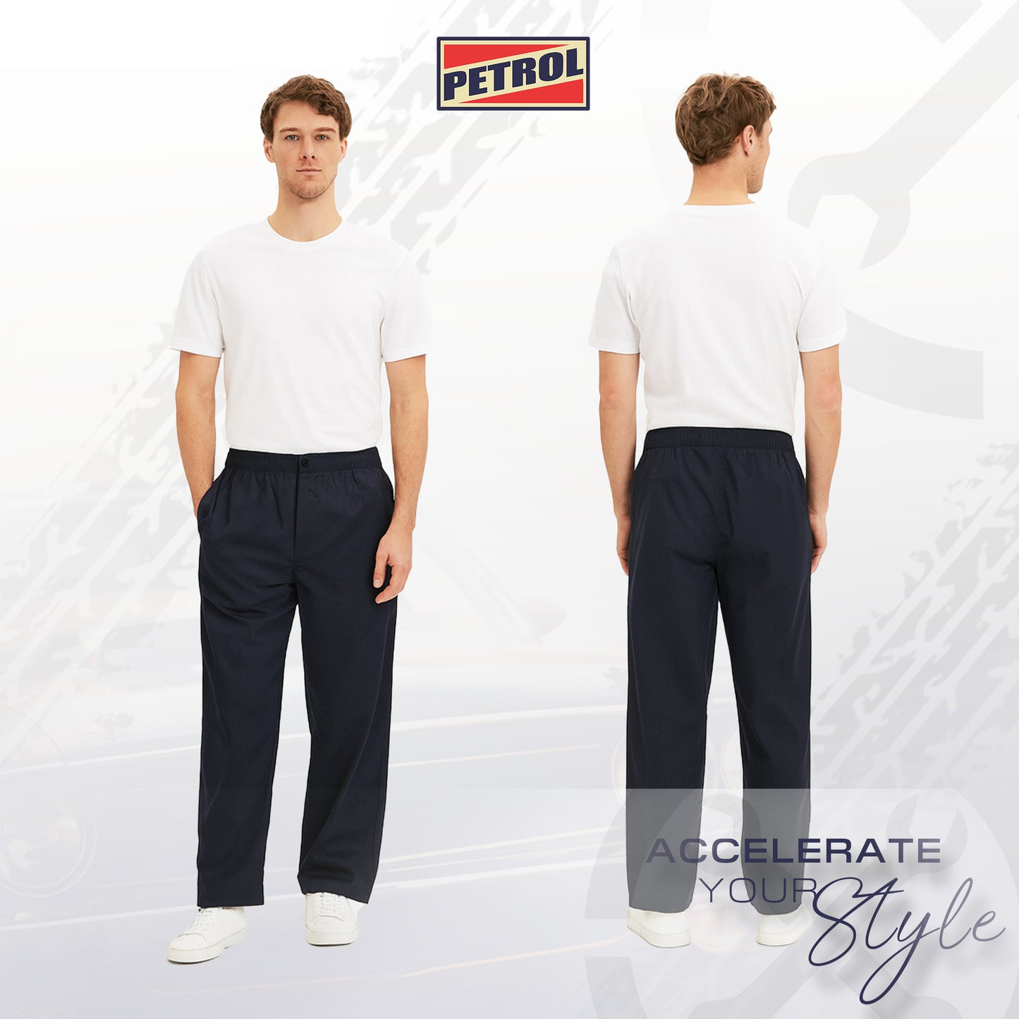 Petrol Men's Basic Non-Denim Trouser Mid Rise Fitting 190494 (Black)