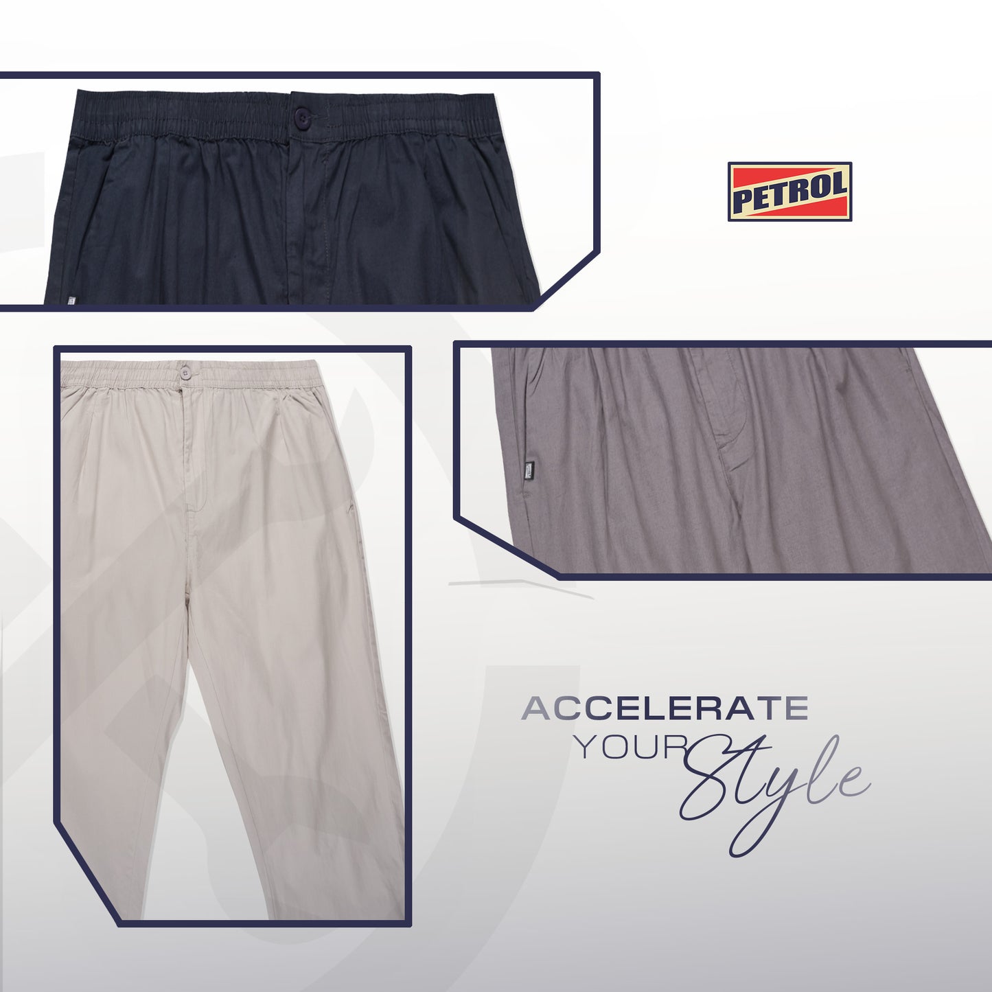 Petrol Men's Basic Non-Denim Trouser Mid Rise Fitting 190494 (Light Gray)