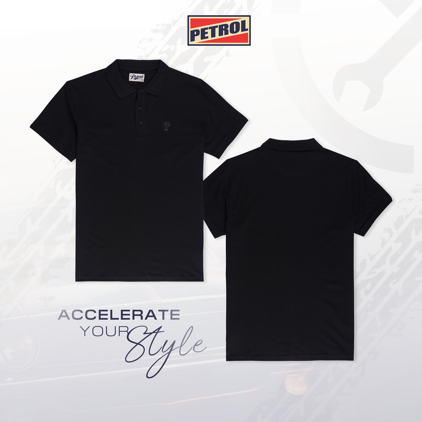 Petrol Men's Basic Collared Slim Fitting 177837-U (Black)