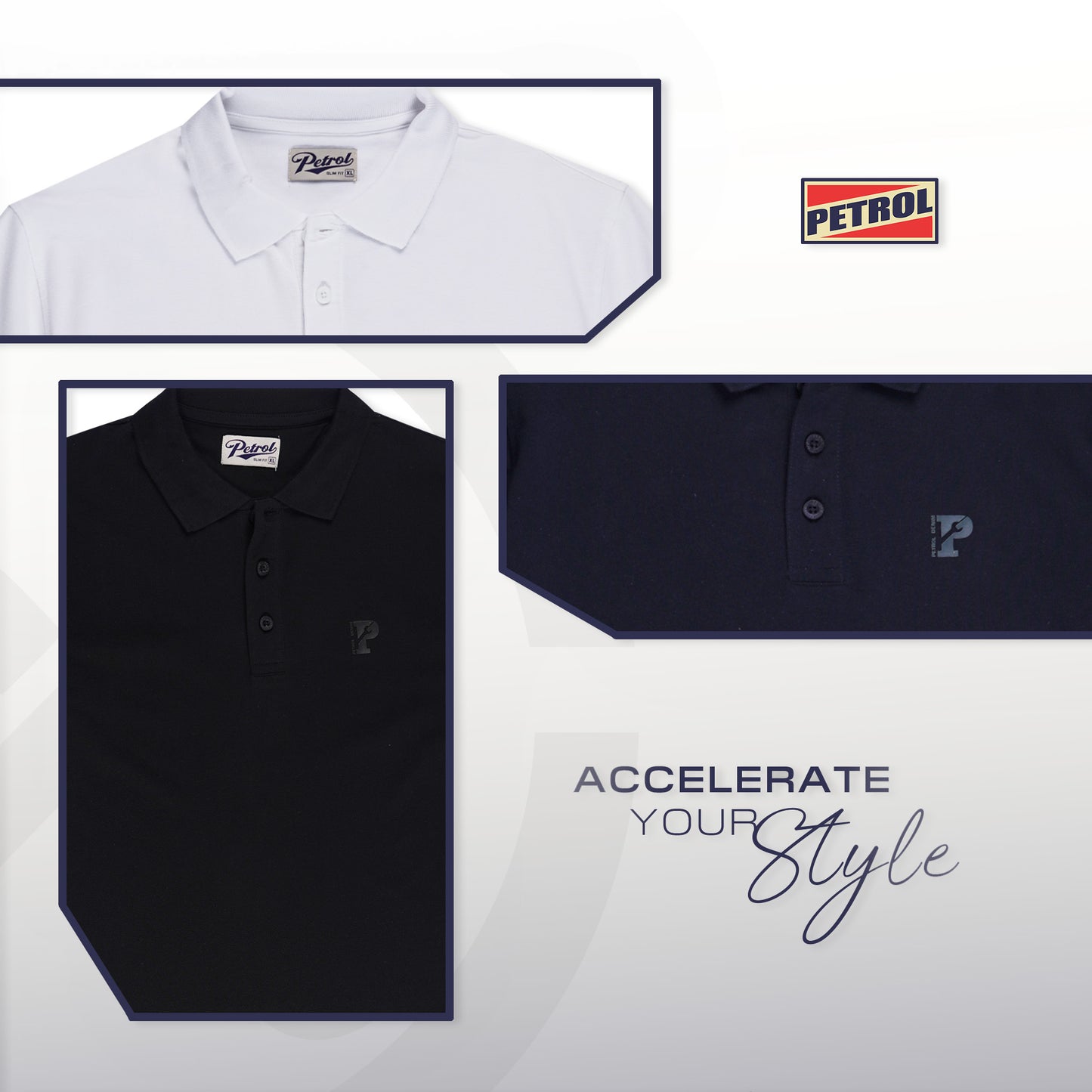 Petrol Men's Basic Collared Slim Fitting 177837-U (Navy)