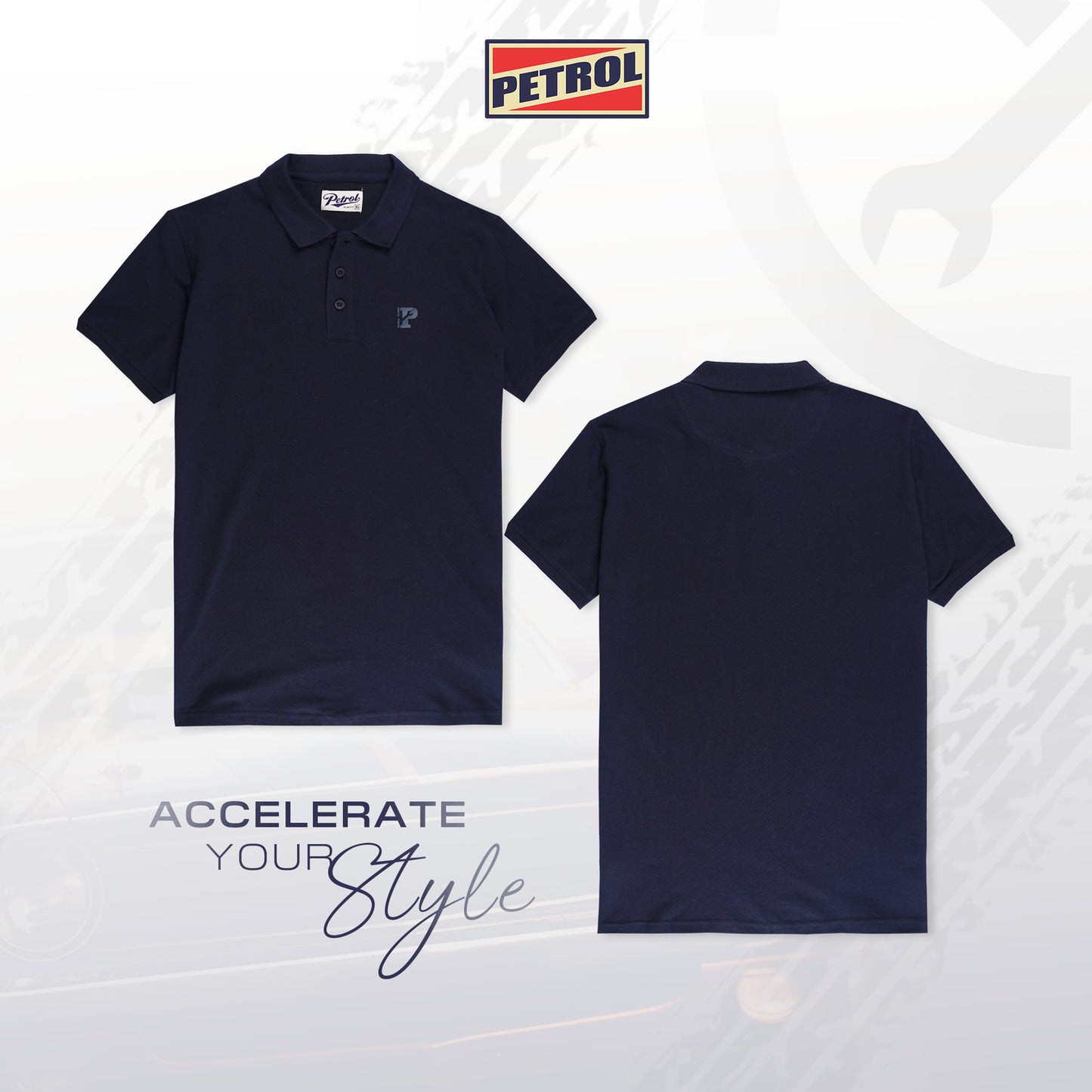 Petrol Men's Basic Collared Slim Fitting 177837-U (Navy)