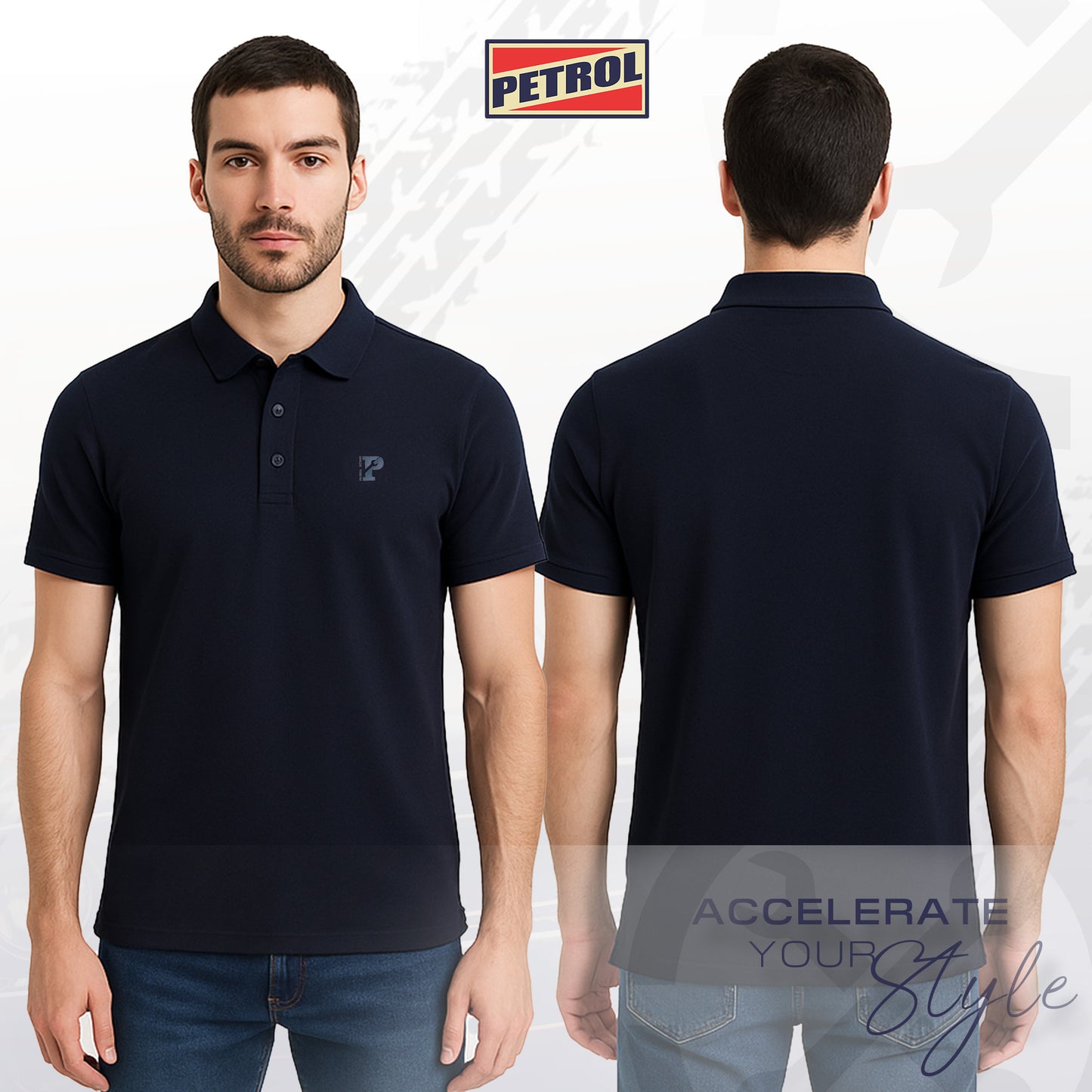 Petrol Men's Basic Collared Slim Fitting 177837-U (Navy)