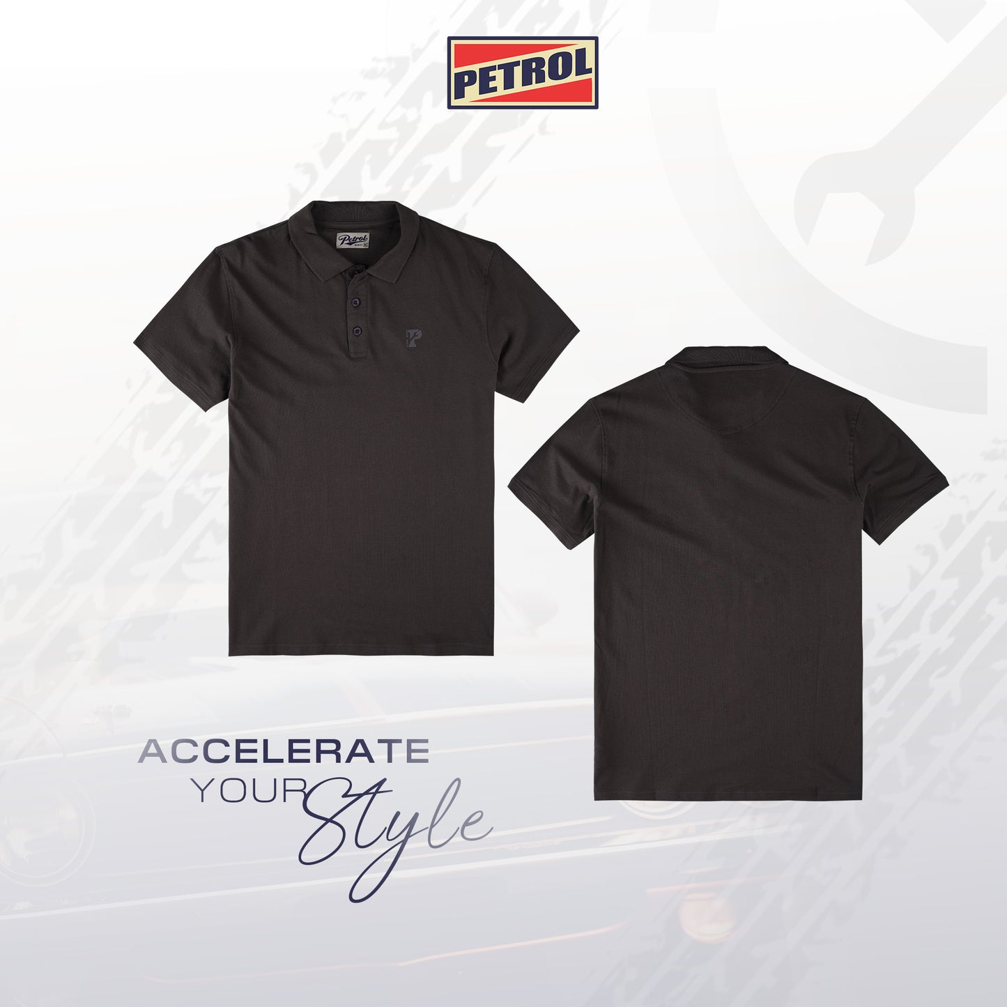 Petrol Men's Basic Collared Slim Fitting 177910-U (Charcoal)