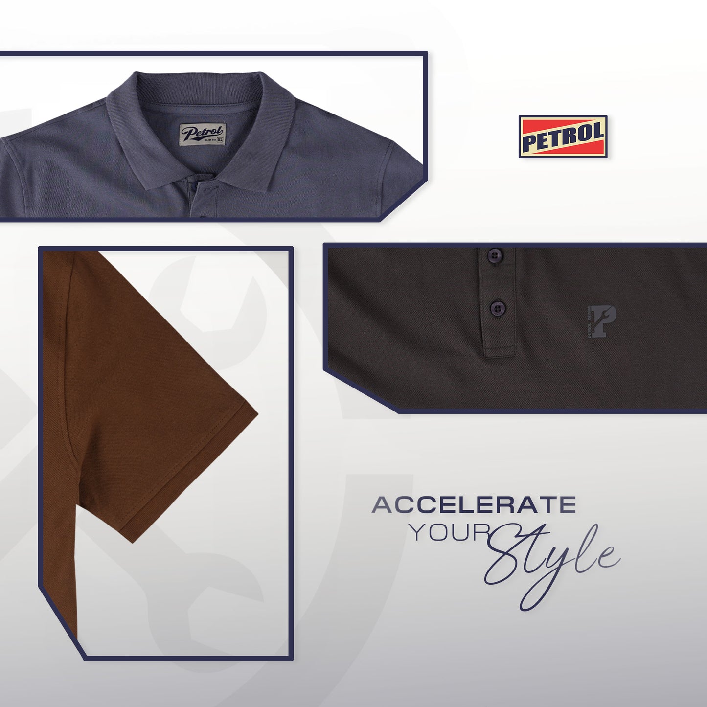 Petrol Men's Basic Collared Slim Fitting 177910-U (Blue Stone)