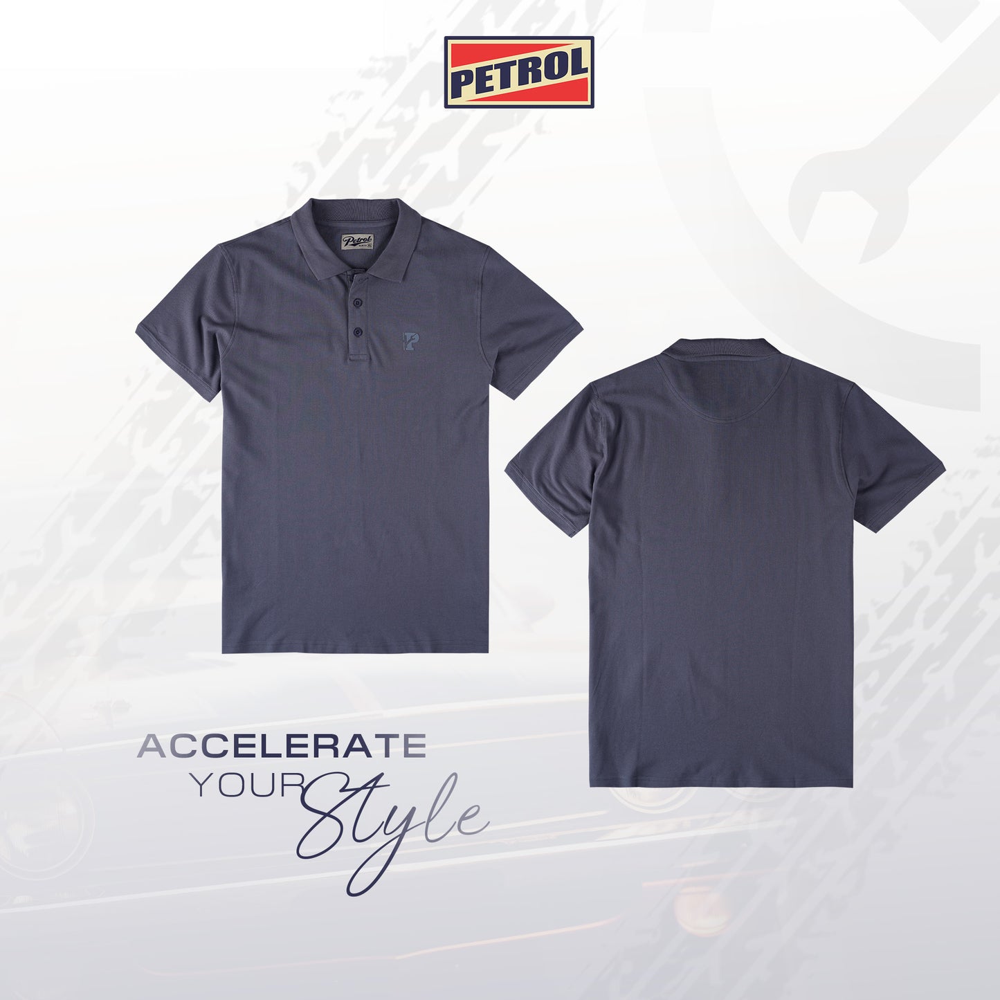 Petrol Men's Basic Collared Slim Fitting 177910-U (Blue Stone)