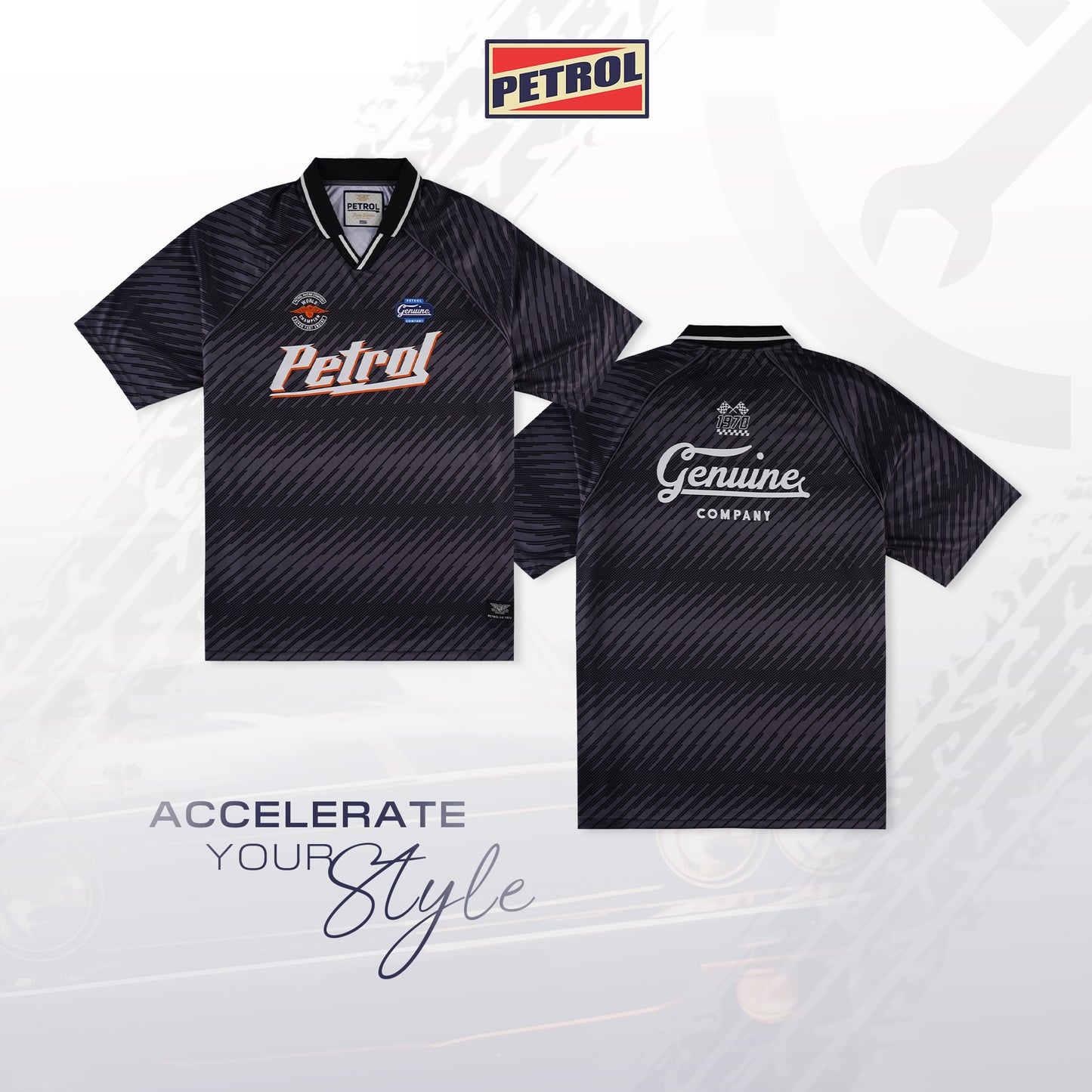 Petrol Men's Basic Collared Oversized Fitting 178112 (Black)