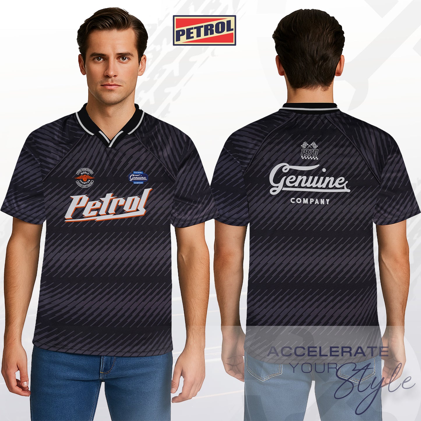 Petrol Men's Basic Collared Oversized Fitting 178112 (Black)