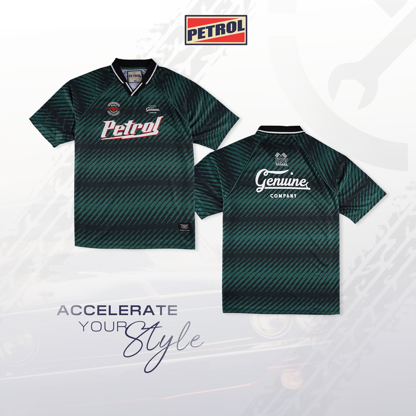 Petrol Men's Basic Collared Oversized Fitting 178112 (Green)