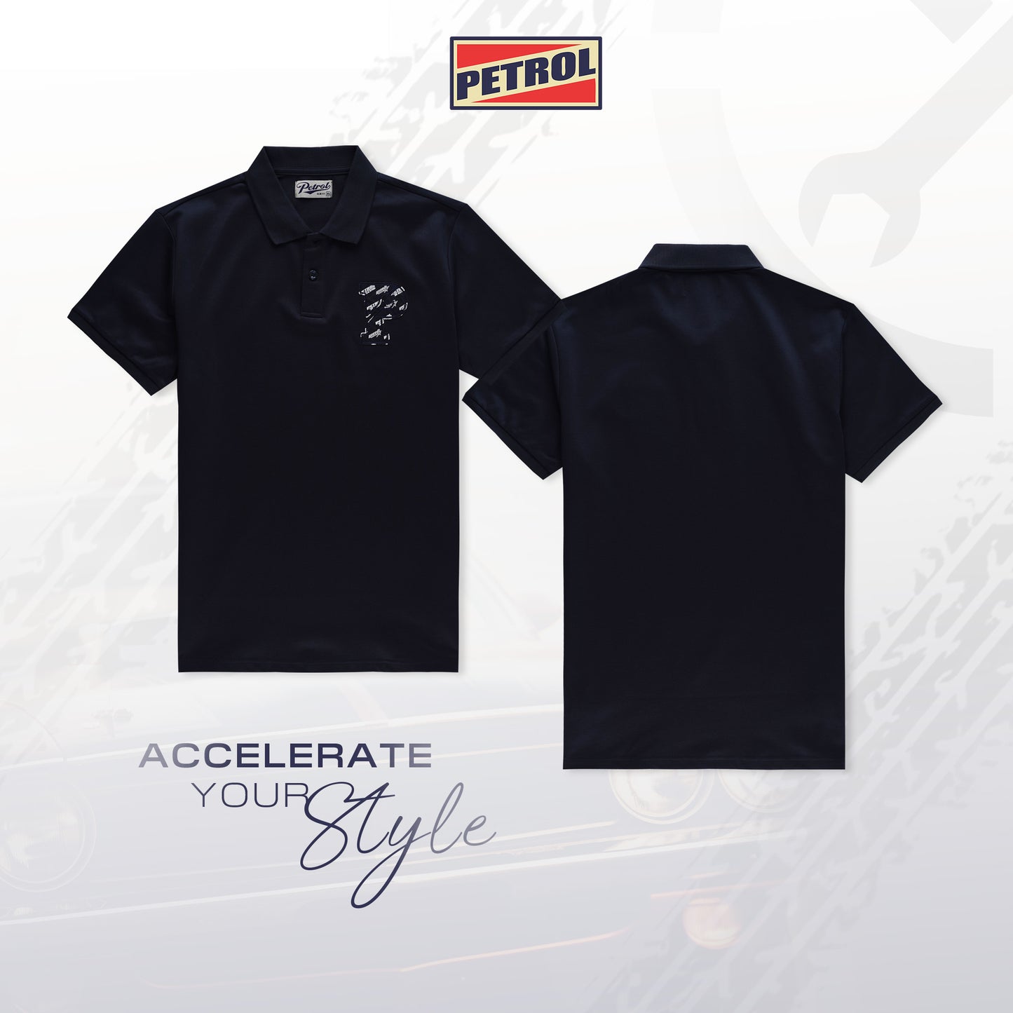 Petrol Men's Basic Collared Slim Fitting 184415 (Navy)