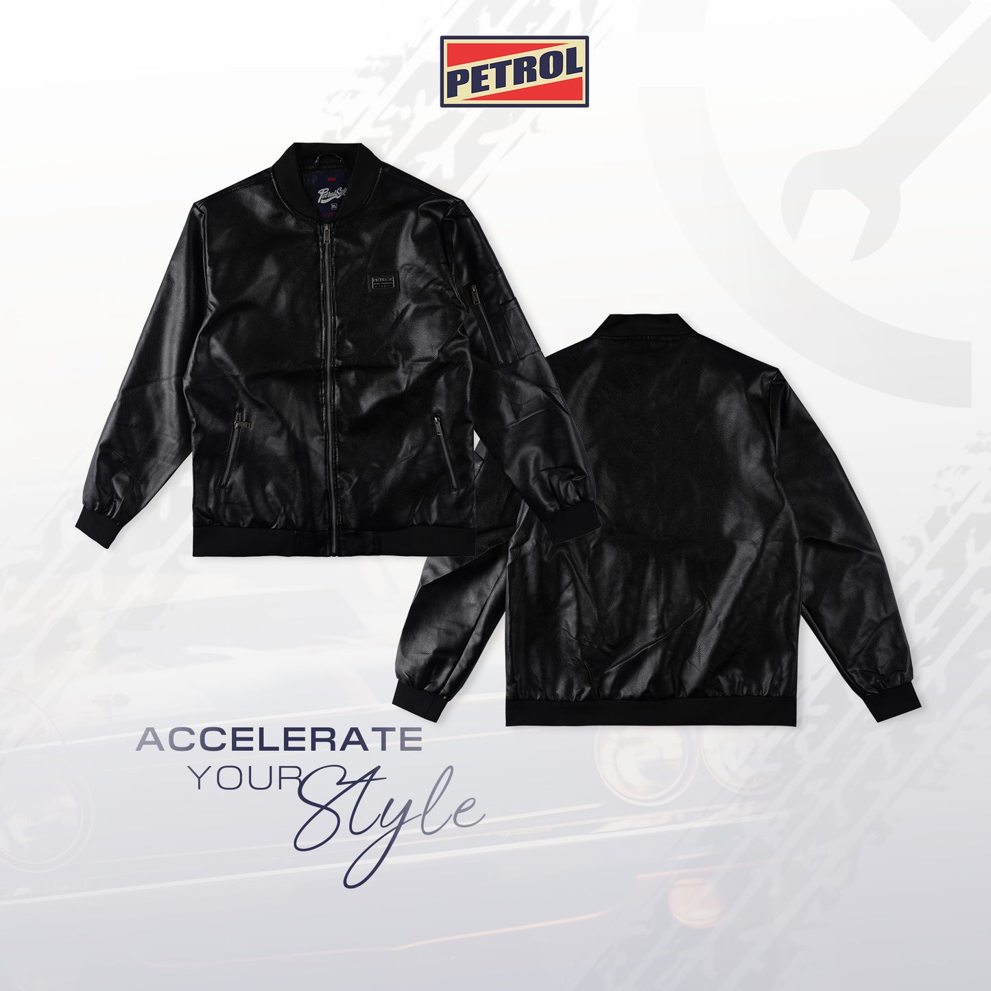 Petrol Men's Basic Leather Jacket Regular Fitting 178276 (Black)