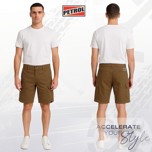 Petrol Men's Basic Non-Denim Cargo Short Mid-Rise Fitting 185335-U (Brown)