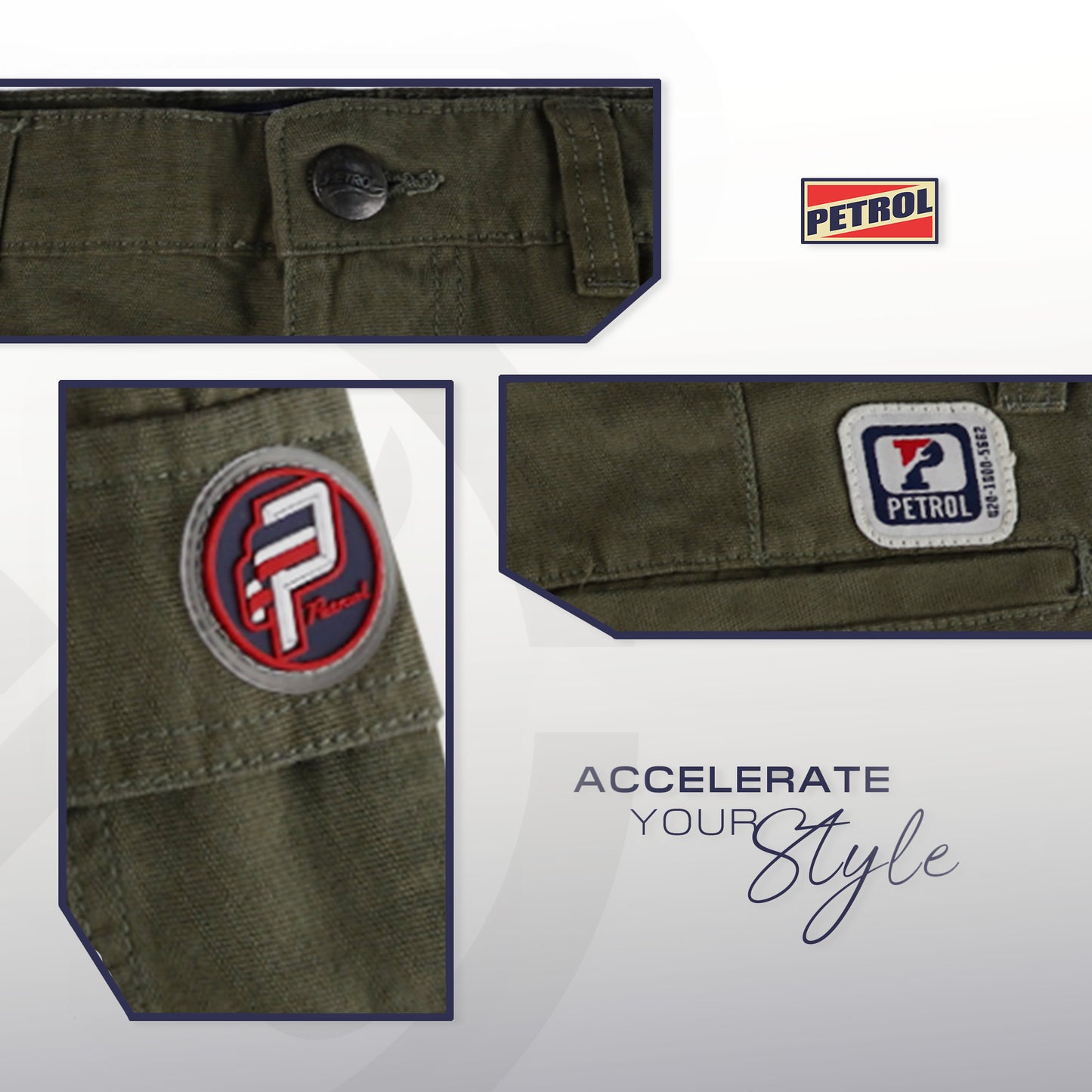 Petrol Men's Basic Non-Denim Cargo Short Mid-Rise Fitting 185346-U (Olive)