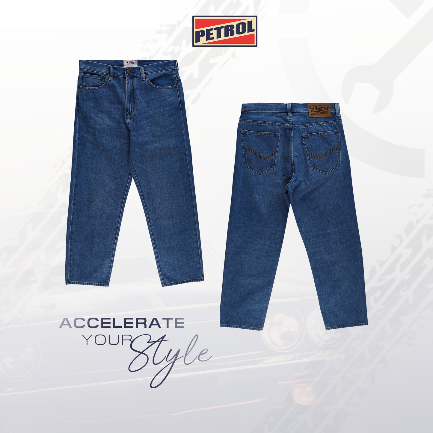 Petrol Men's Basic Denim Pants Loose Mid-Rise Fitting 189472 (Light Shade)