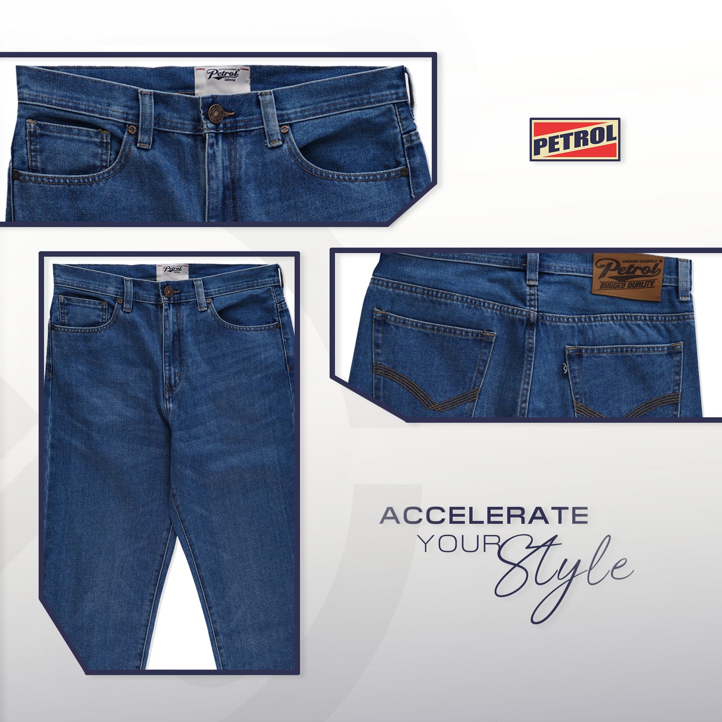 Petrol Men's Basic Denim Pants Loose Mid-Rise Fitting 189472 (Light Shade)