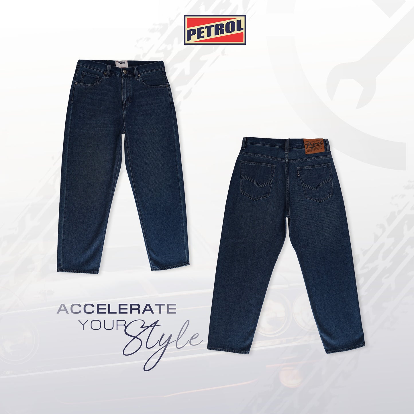 Petrol Men's Basic Denim Pants Loose Mid-Rise Fitting 188828 (Light Shade)