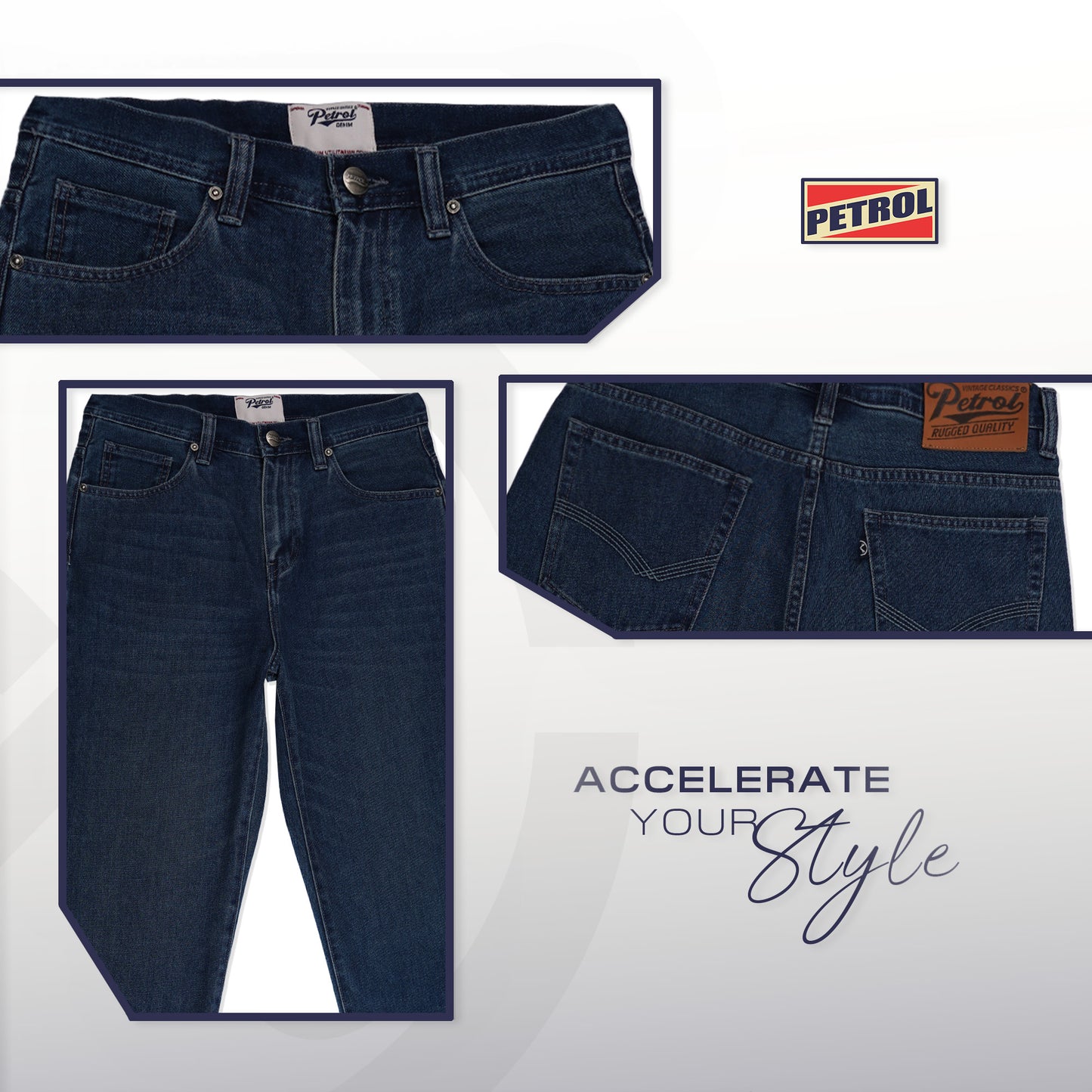 Petrol Men's Basic Denim Pants Loose Mid-Rise Fitting 188828 (Light Shade)