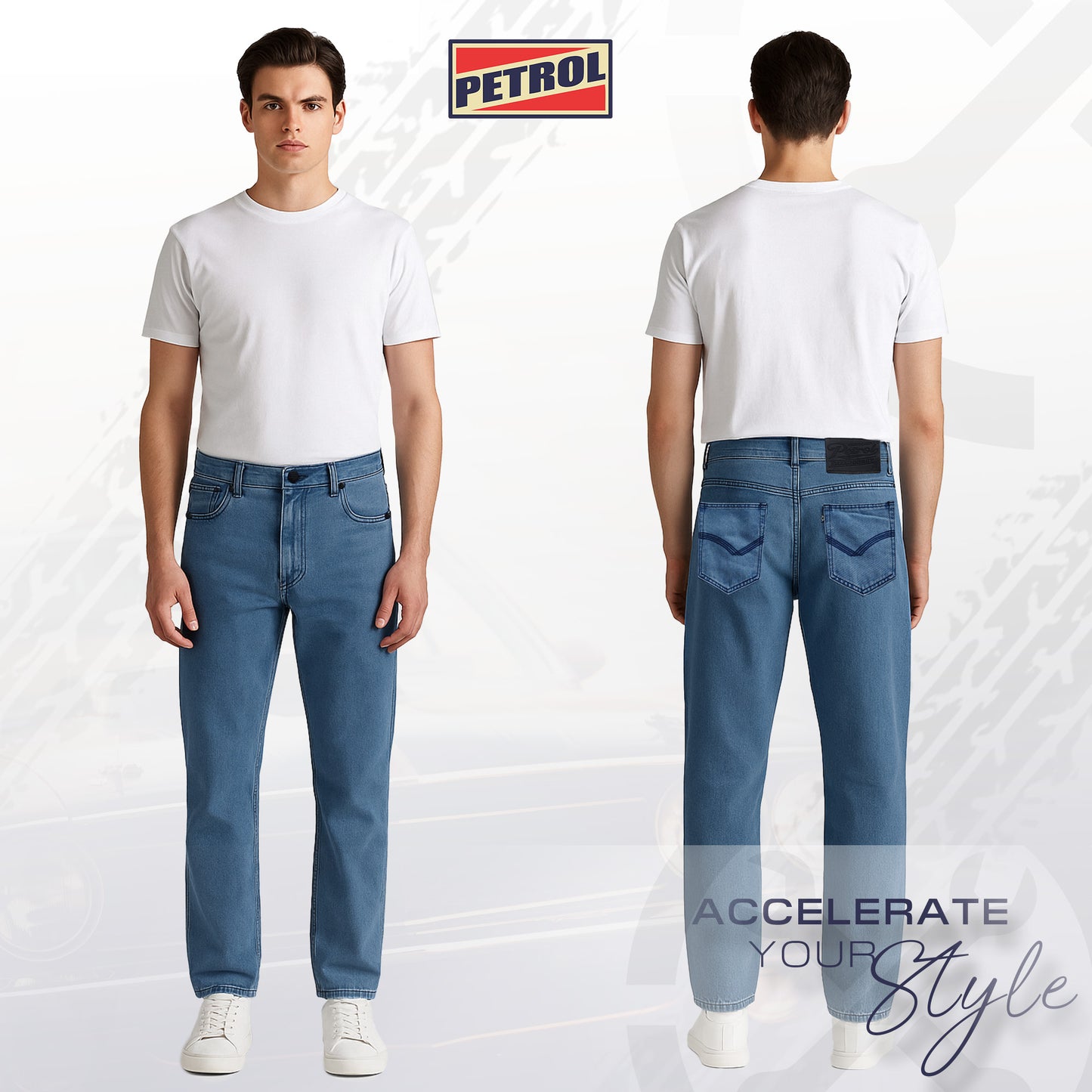 Petrol Men's Basic Denim Pants Relaxed Mid-Rise Fitting 189417 (Light Shade)