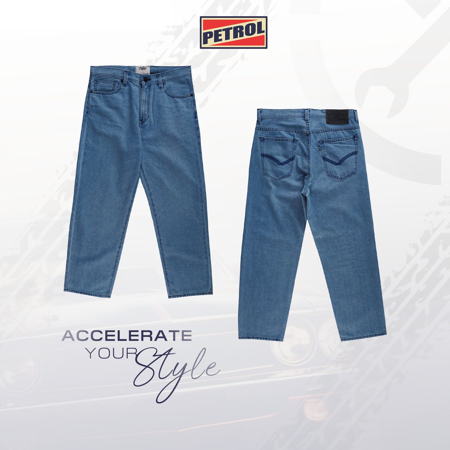 Petrol Men's Basic Denim Pants Relaxed Mid-Rise Fitting 189417 (Light Shade)