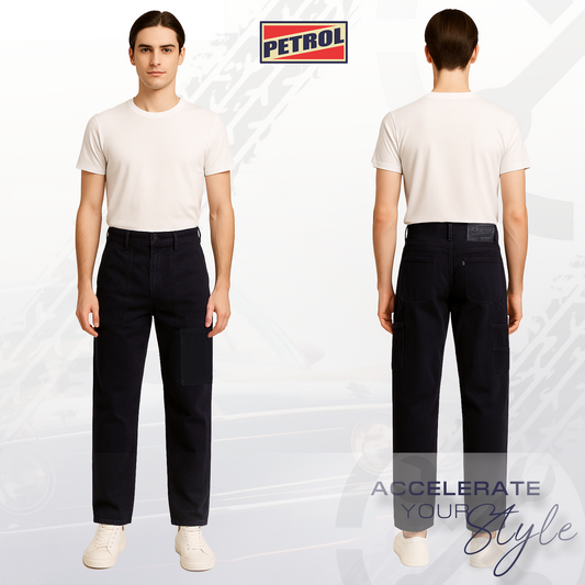 Petrol Men's Basic Denim Carpenter Pants Mid-Rise Fitting 189376 (Black)