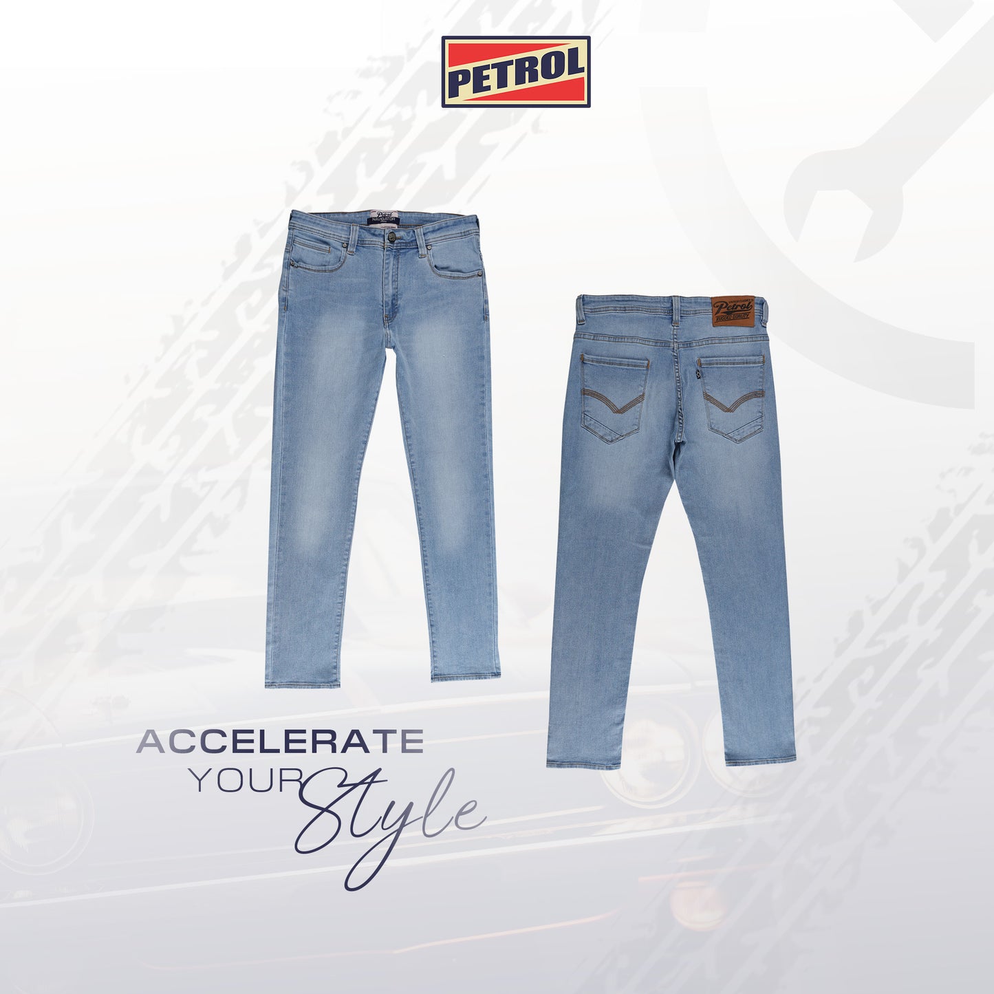 Petrol Men's Basic Denim Pants Skinny Mid-Rise Fitting 186413 (Light Shade)