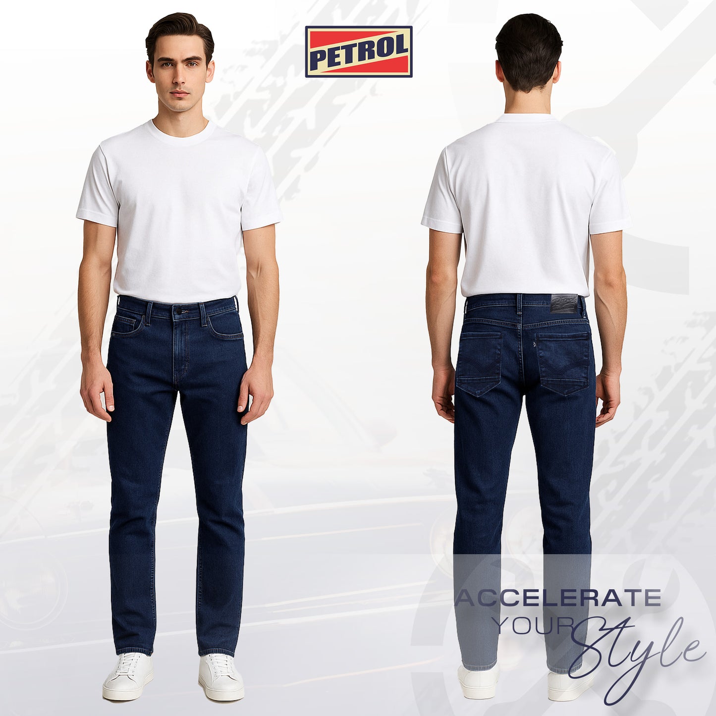 Petrol Men's Basic Denim Pants Slim Straight Mid-Rise Fitting 185881 (Dark Shade)