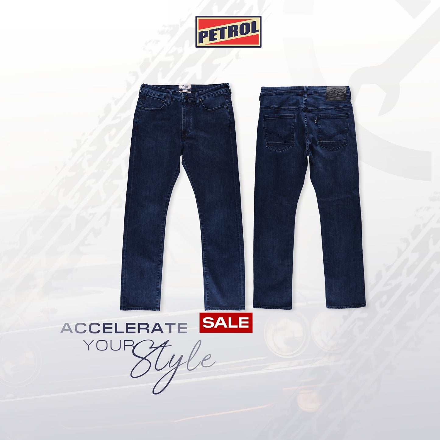 Petrol Men's Basic Denim Pants Slim Straight Mid-Rise Fitting 185881 (Dark Shade)