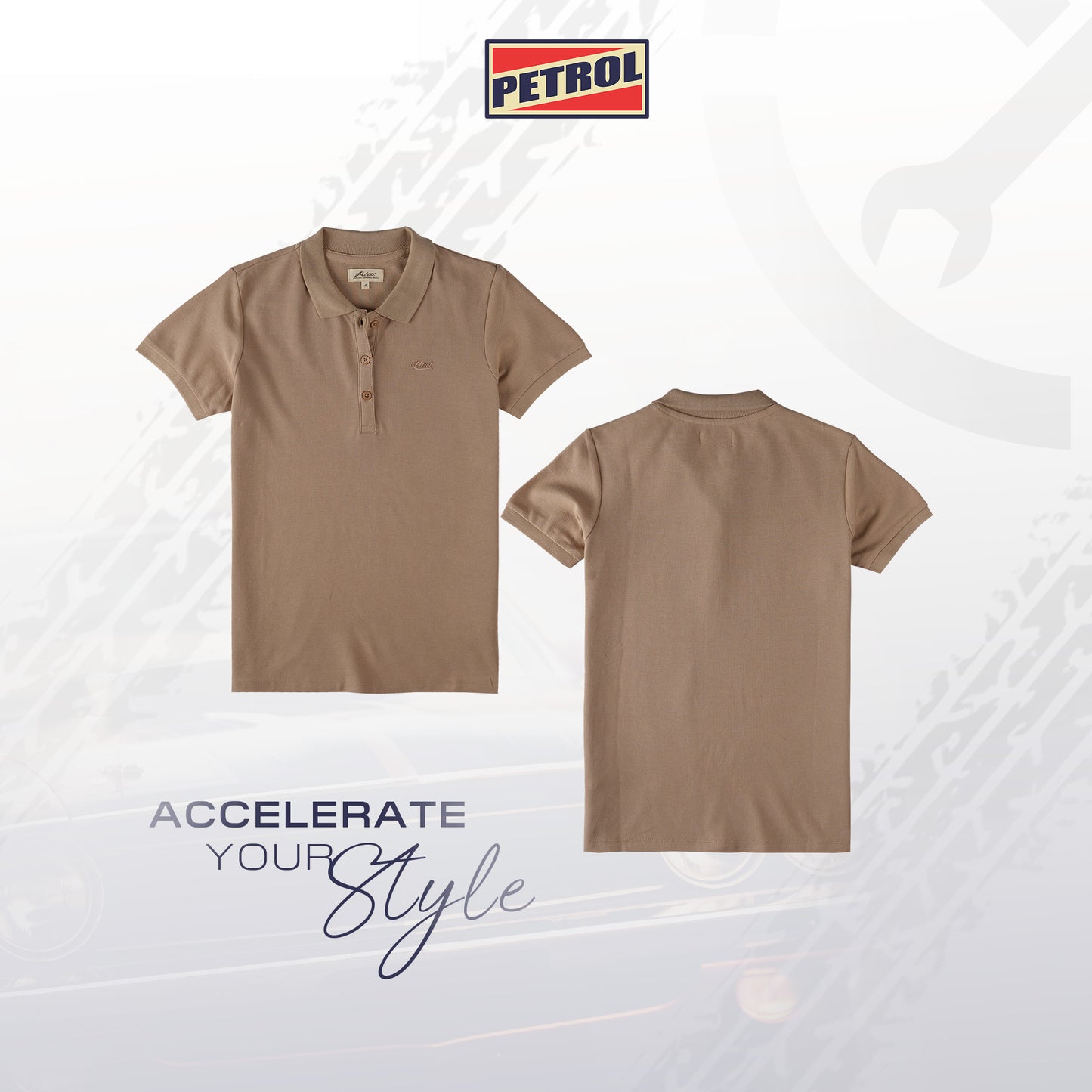 Petrol Ladies Basic Collared Regular Fitting 177899-U (Mocha)