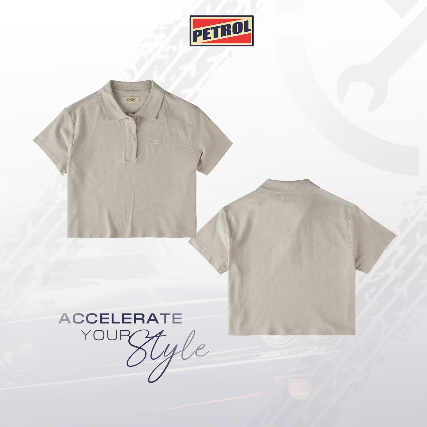 Petrol Ladies Basic Collared Regular Fitting 177853-U (Beige)