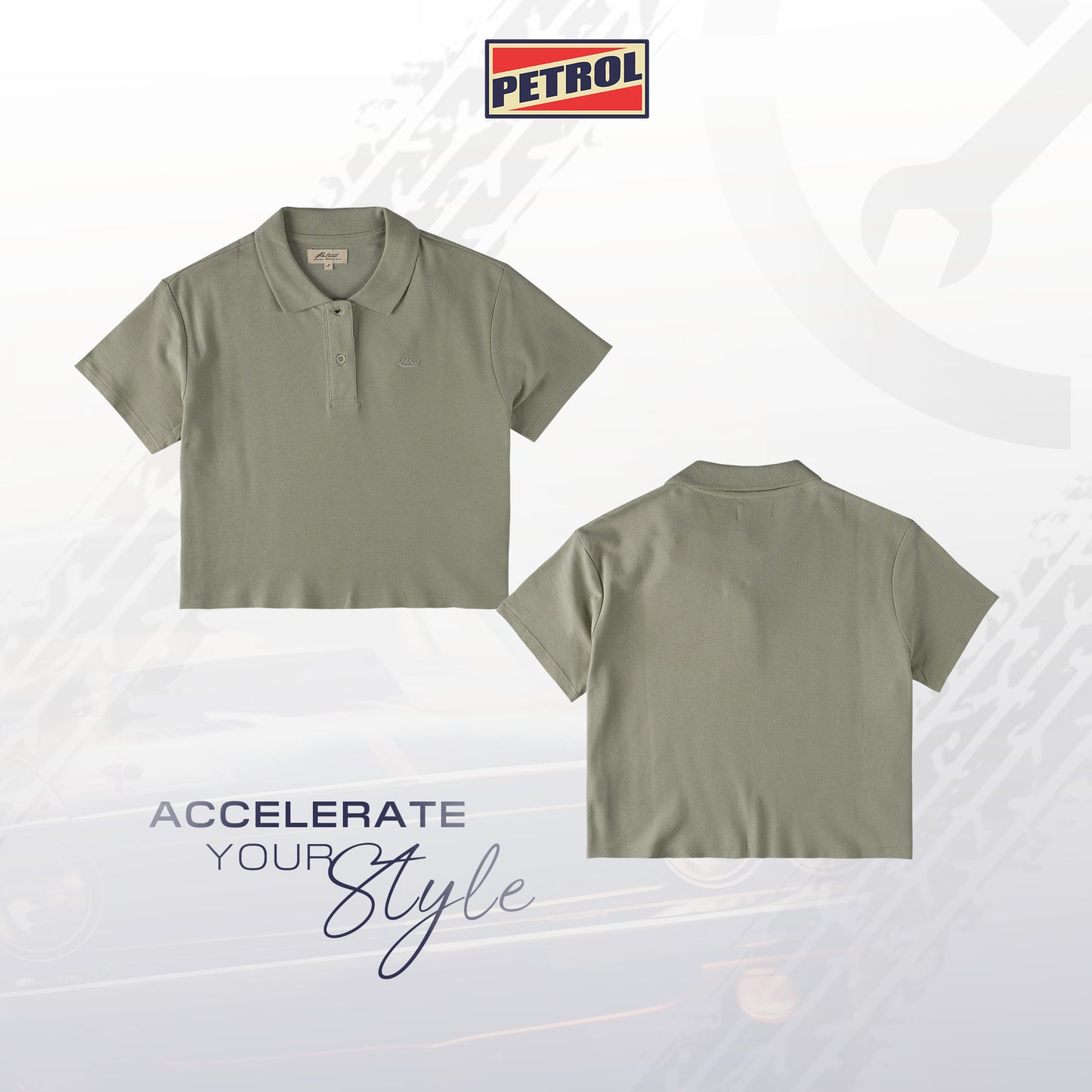 Petrol Ladies Basic Collared Regular Fitting 177853-U (Sage)