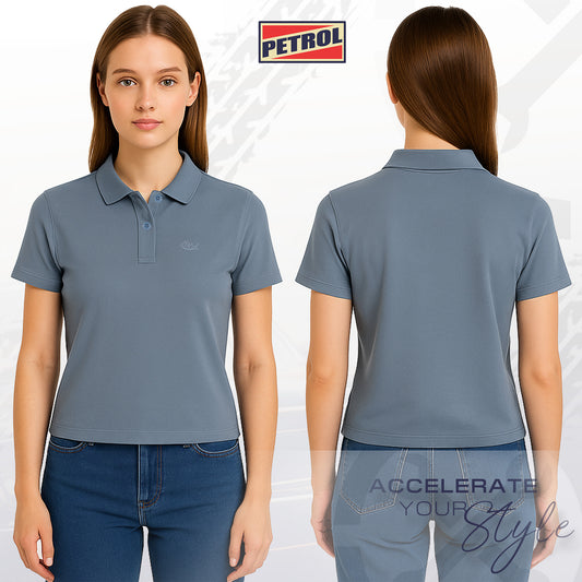 Petrol Ladies Basic Collared Regular Fitting 177853-U (Smoke Blue)