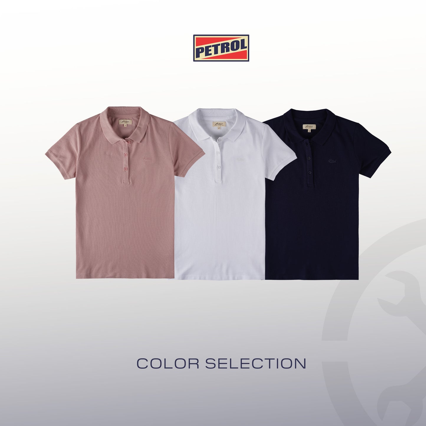 Petrol Ladies Basic Collared Regular Fitting 177870-U (White)