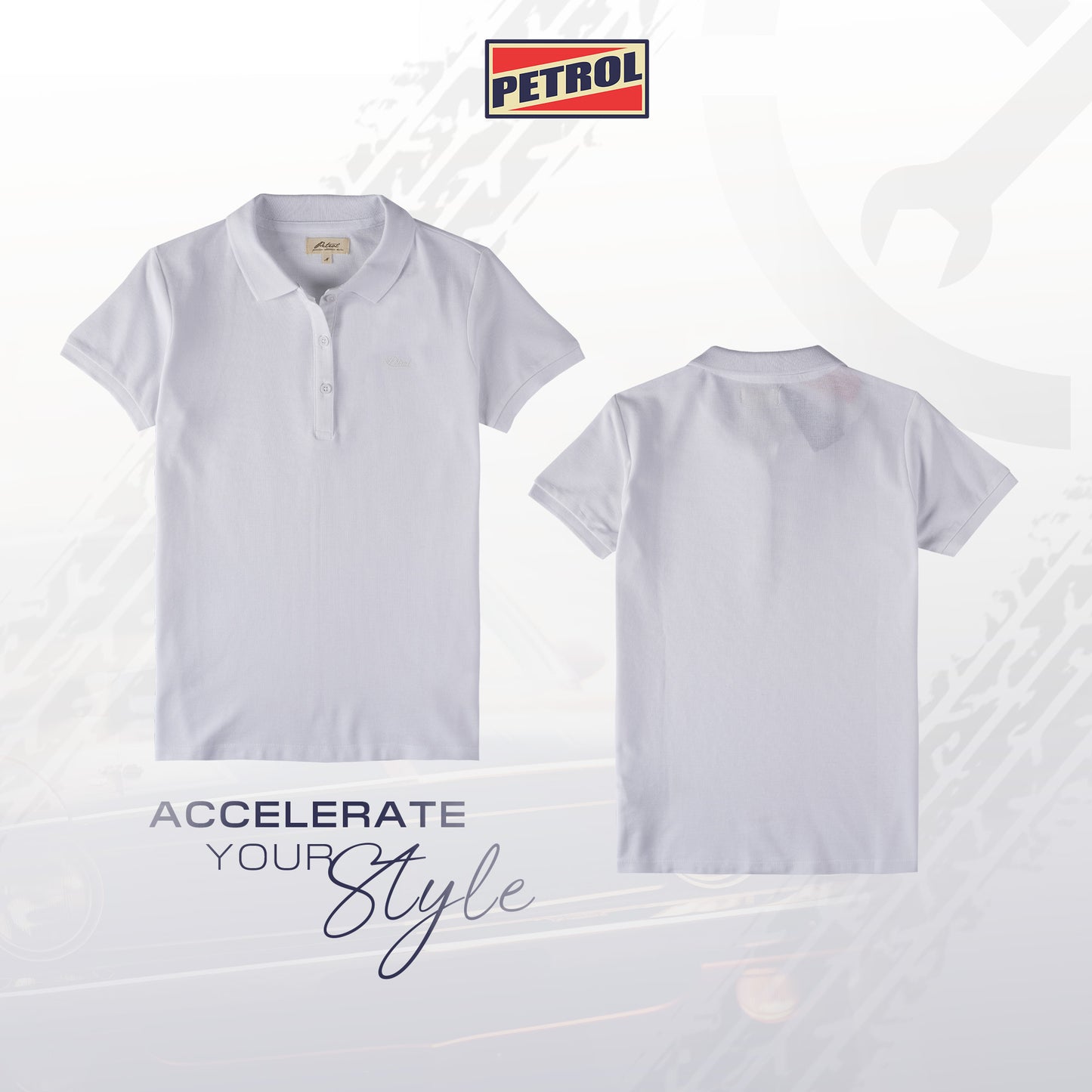 Petrol Ladies Basic Collared Regular Fitting 177870-U (White)