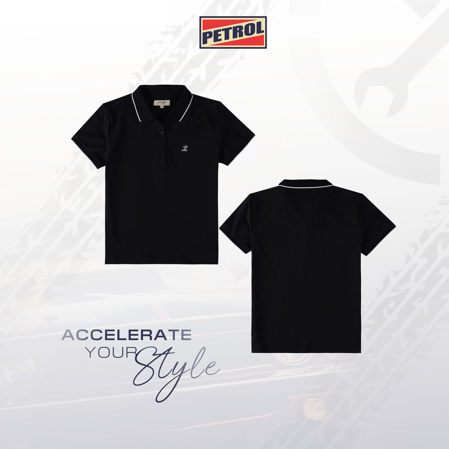 Petrol Ladies Basic Collared Regular Fitting 169331 (Black)