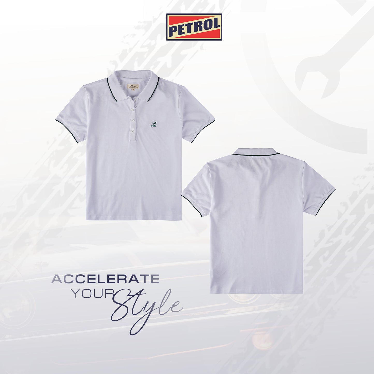 Petrol Ladies Basic Collared Regular Fitting 169331 (White)