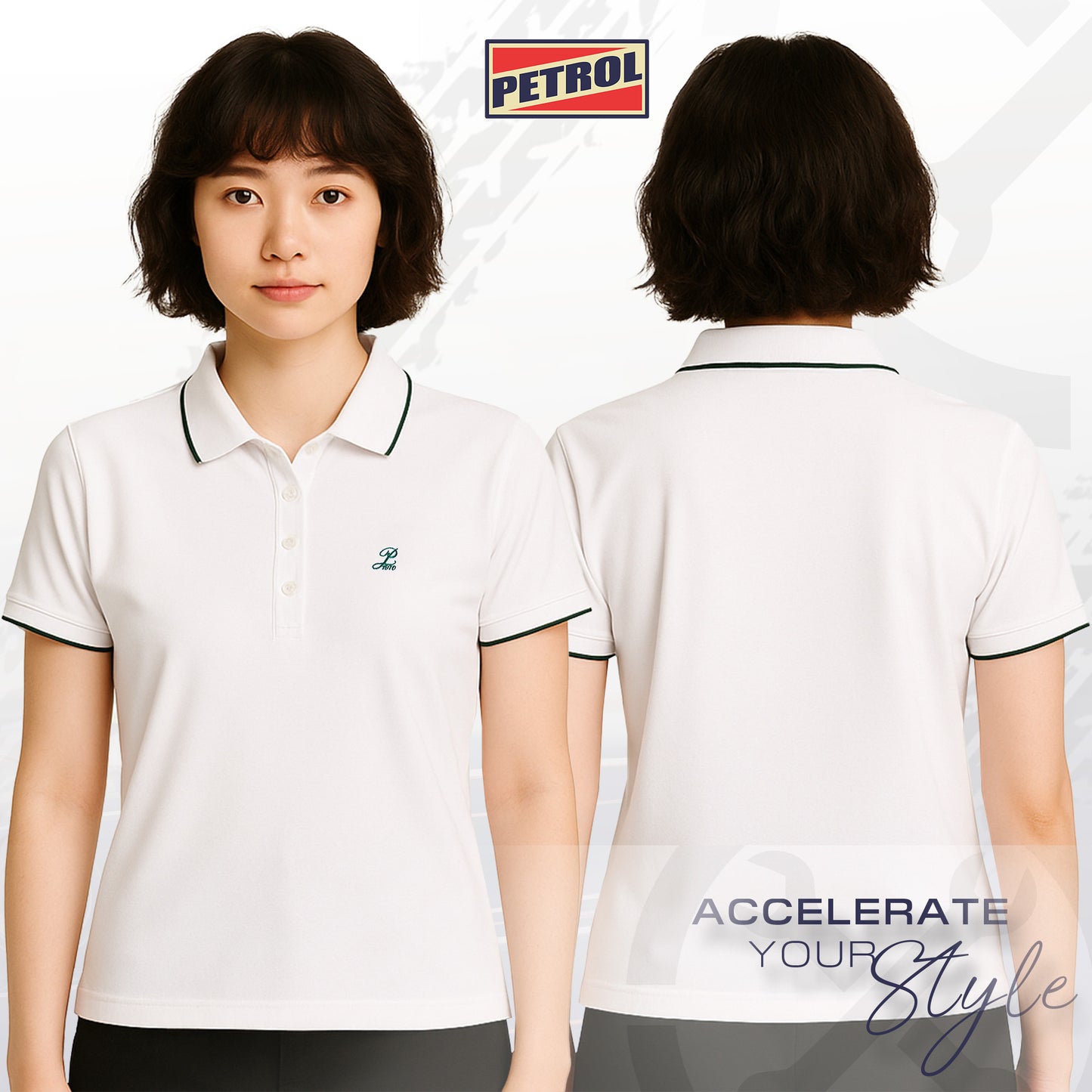 Petrol Ladies Basic Collared Regular Fitting 169331 (White)