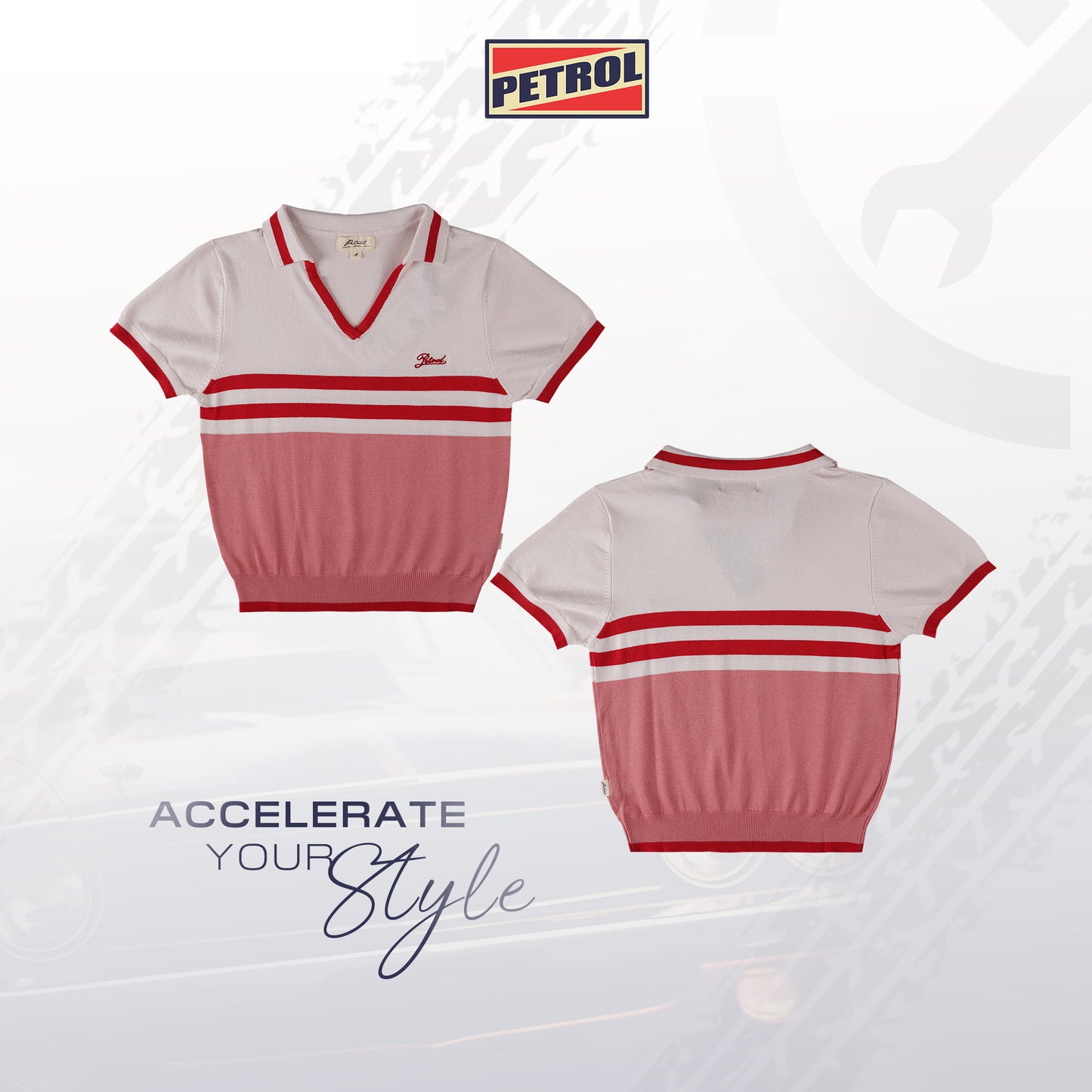 Petrol Ladies Basic Collared Slim Fitting 169378 (Light Pink)