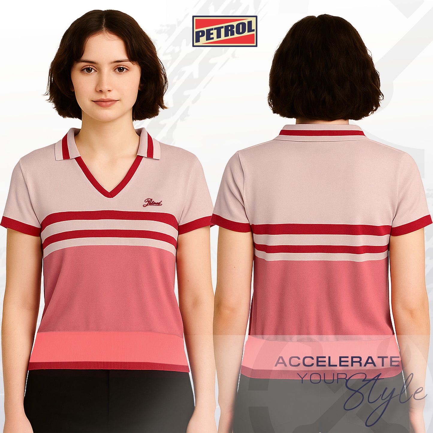 Petrol Ladies Basic Collared Slim Fitting 169378 (Light Pink)