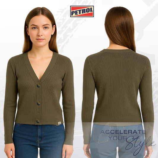 Petrol Ladies Basic Knitted Jacket Crop Fitting 188869 (Fatigue)