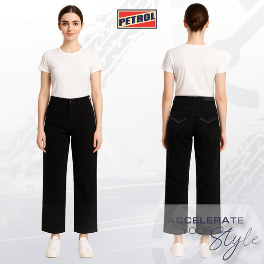 Petrol Ladies Basic Denim Wide-Straight Fitting 190780-U (Black)
