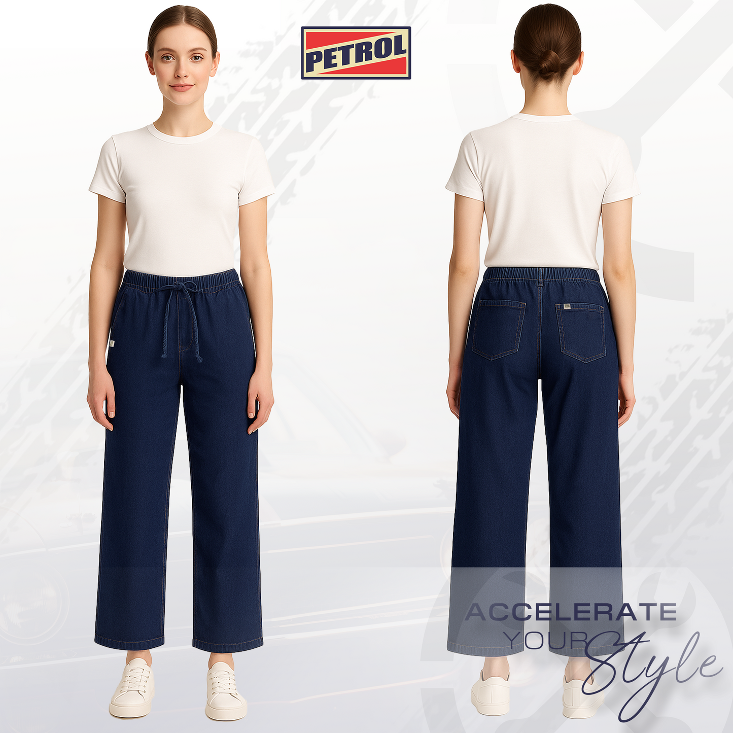 Petrol Ladies Basic Non-Denim Wide Leg Fitting 190266 (Dark Shade)