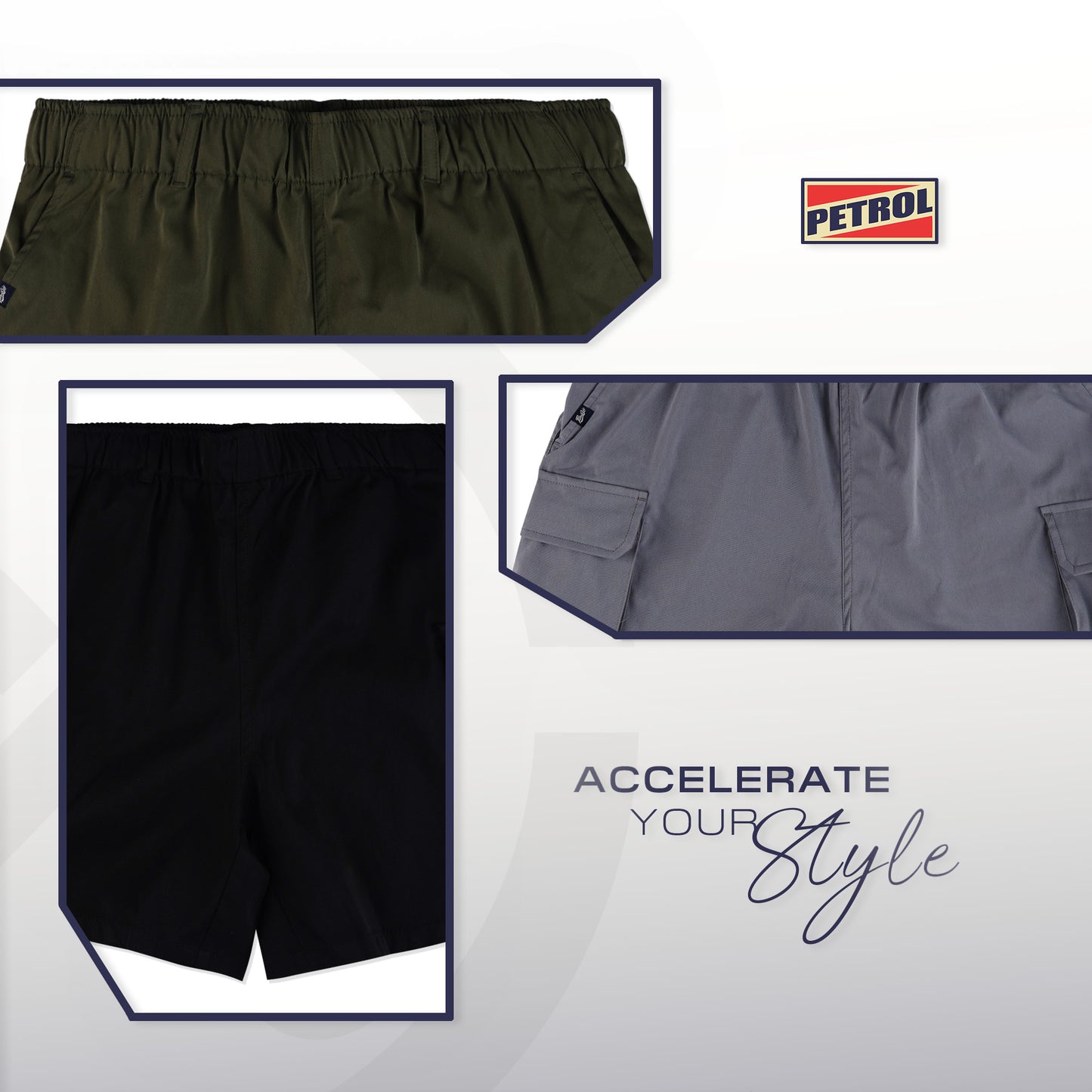 Petrol Ladies Basic Non-Denim Cargo Short Mid-Rise Fitting 180762 (Black)