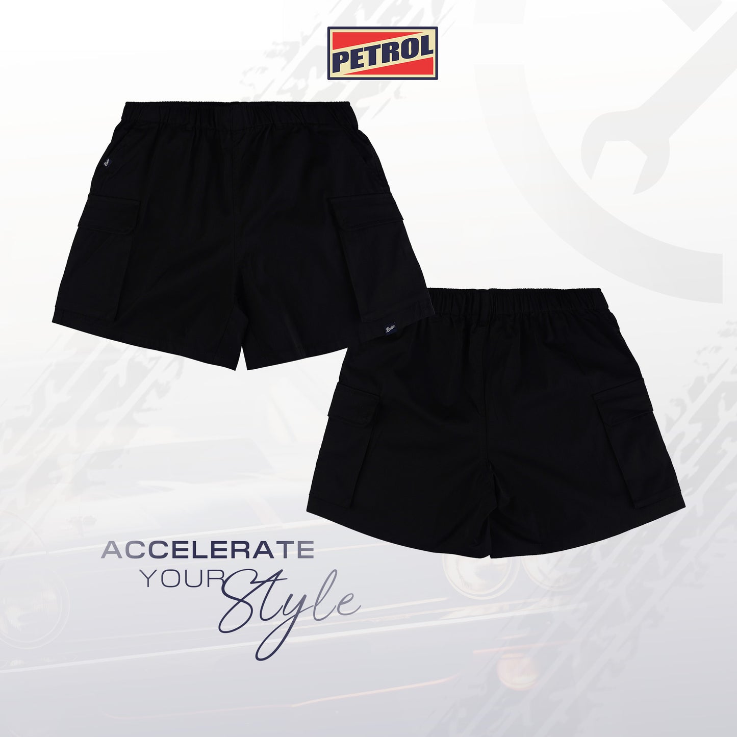 Petrol Ladies Basic Non-Denim Cargo Short Mid-Rise Fitting 180762 (Black)