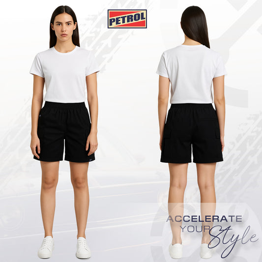 Petrol Ladies Basic Non-Denim Cargo Short Mid-Rise Fitting 180762 (Black)