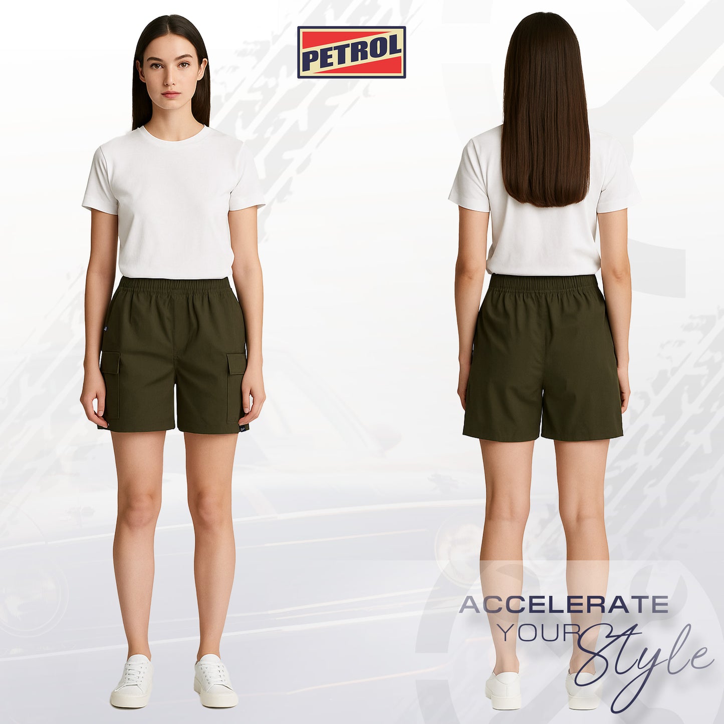 Petrol Ladies Basic Non-Denim Cargo Short Mid-Rise Fitting 180762 (Fatigue)