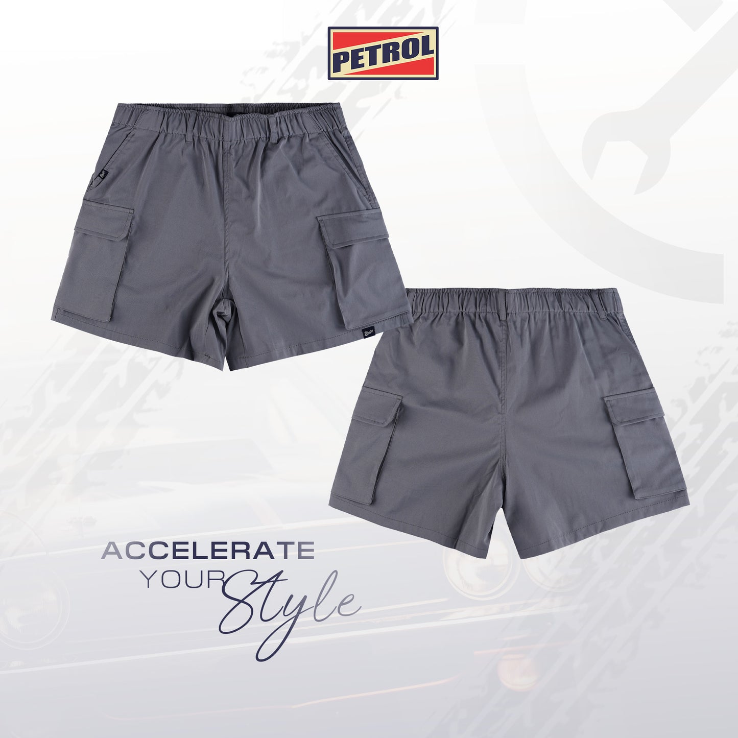 Petrol Ladies Basic Non-Denim Cargo Short Mid-Rise Fitting 180762 (Light Gray)