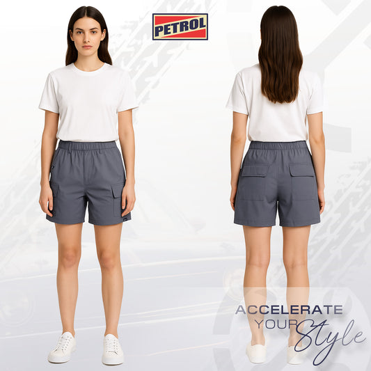 Petrol Ladies Basic Non-Denim Cargo Short Mid-Rise Fitting 180762 (Light Gray)